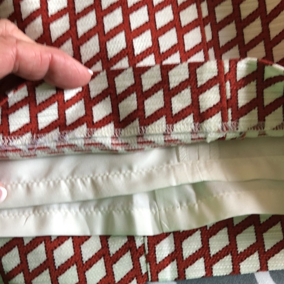 NWT Ann Taylor factory rust & cream geometric print knee length lined skirt sz4 - Picture 7 of 8